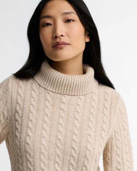 Barbour Ambleside Cable-Knit Rollneck Jumper — Oatmeal