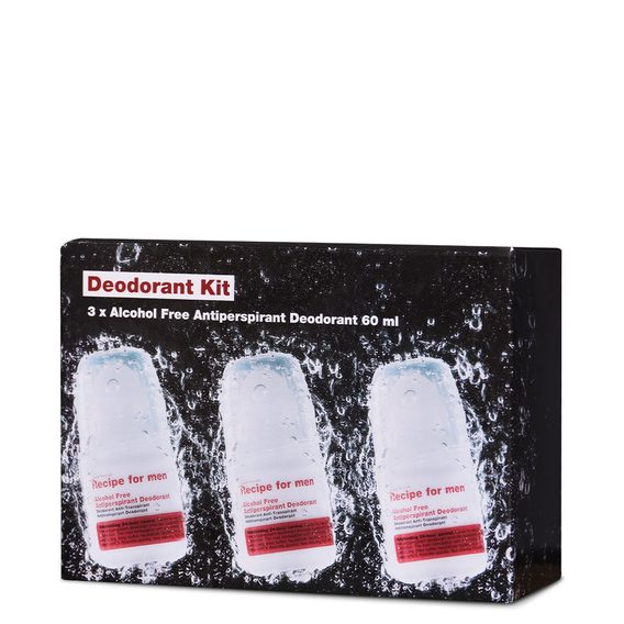 Geschenkset aus alkoholfreiem festem Antitranspirant Recipe for Men (3 x 60 ml)