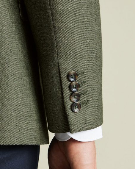 Charles Tyrwhitt Wool Texture Twill Jacket — Moss Green
