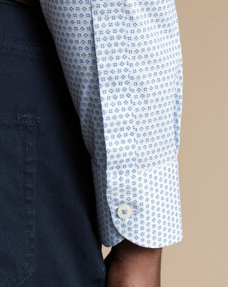 Charles Tyrwhitt Non-Iron Stretch Floral Print Shirt — Cobalt Blue