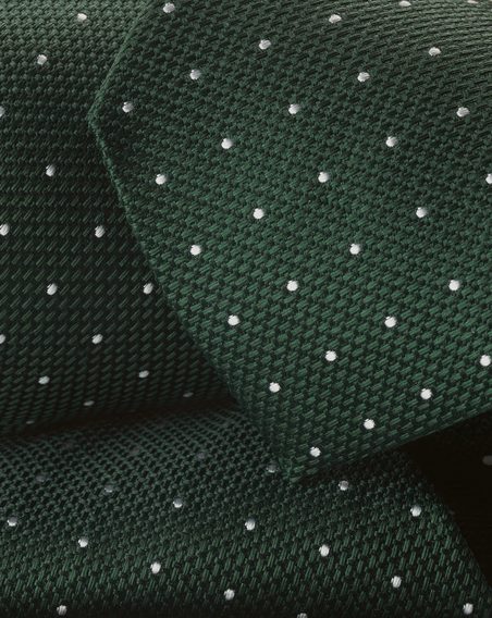 Charles Tyrwhitt Spot Silk Tie — Dark Green