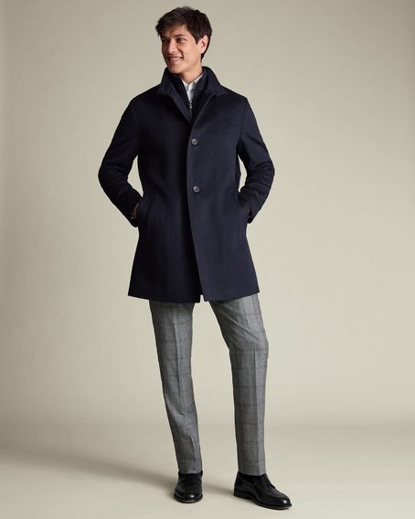 Charles Tyrwhitt Pure Wool Funnel Neck Overcoat