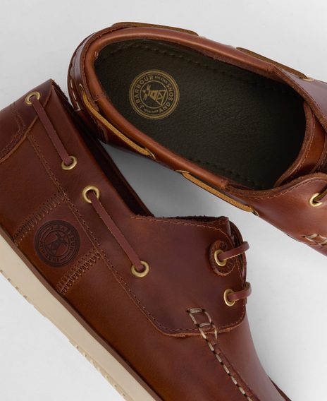 Barbour Wake Boat Shoes — Cognac