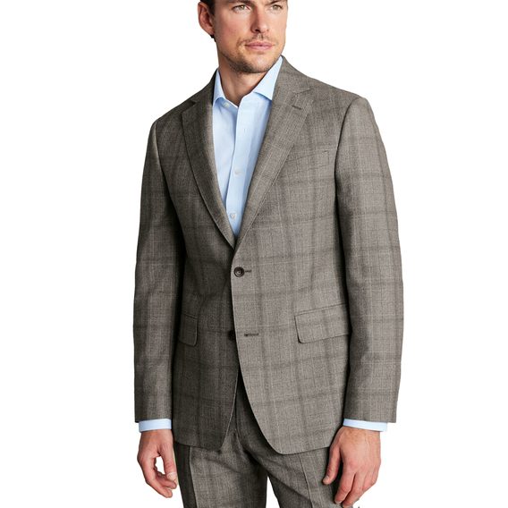 Charles Tyrwhitt Ultimate Performance Check Suit Jacket — Cappuccino