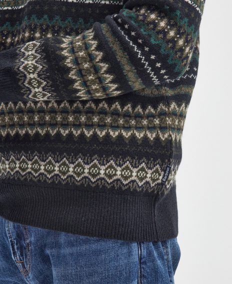 Barbour Case Fair Isle Jumper — Black Marl