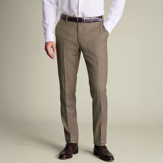 Charles Tyrwhitt Italian Flannel Suit Trousers — Taupe