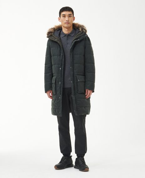 Barbour International Dowanside Wax Parka Jacket — Sage