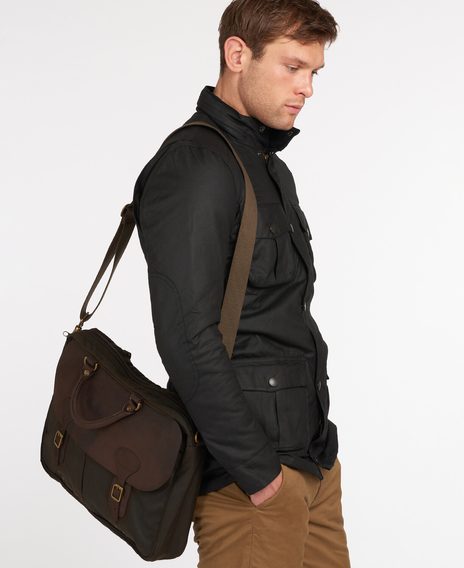 Barbour wax leather briefcase olive hotsell