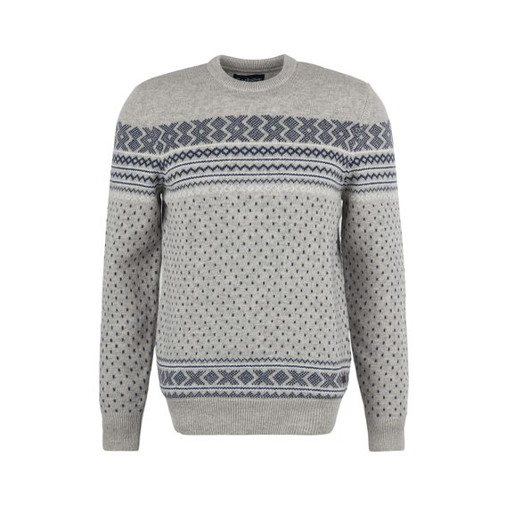 Barbour Essential Fairisle Sweatshirt — Light Grey