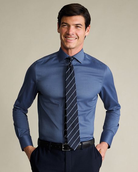 Charles Tyrwhitt Non-Iron Twill Shirt — Denim Blue