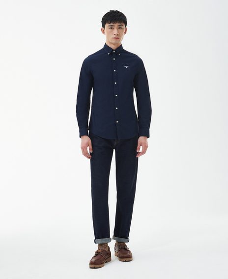 Barbour Oxford Tailored Long-Sleeved Shirt — Navy