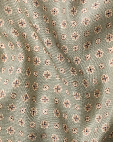 Charles Tyrwhitt Linen/Silk Geo Print Pocket Square — Mid Green