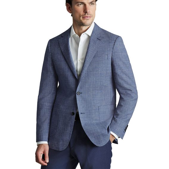 Charles Tyrwhitt Wool Linen Silk Jacket — Indigo Check