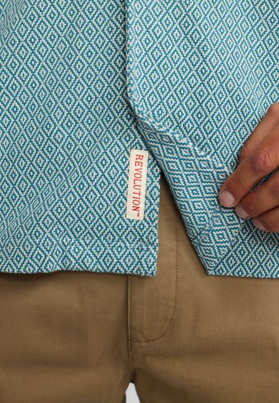 Revolution Jacquard Short-Sleeved Shirt — Blue