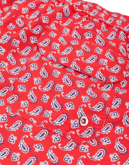 Brooksfield Paisley Print Swim Shorts — Red