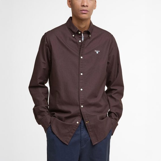 Barbour Oxford Tailored Long-Sleeved Shirt — Oak Brown