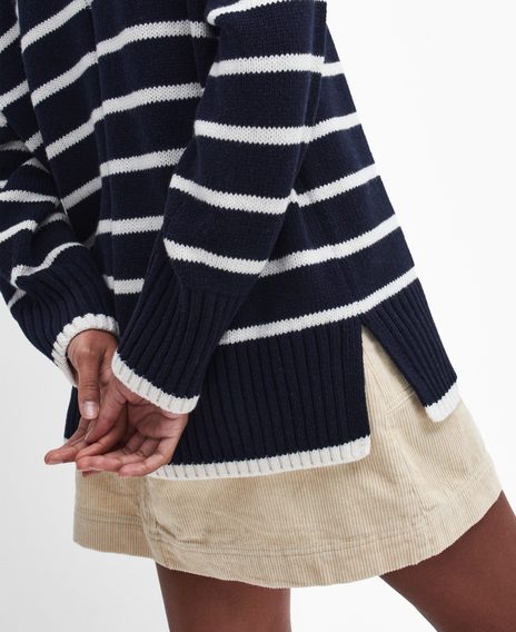 Barbour Belmore Striped Crew Neck Jumper — Navy