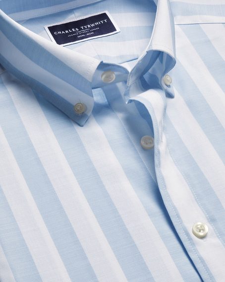 Charles Tyrwhitt Non-Iron Stretch Poplin Slub Shirt — Sky