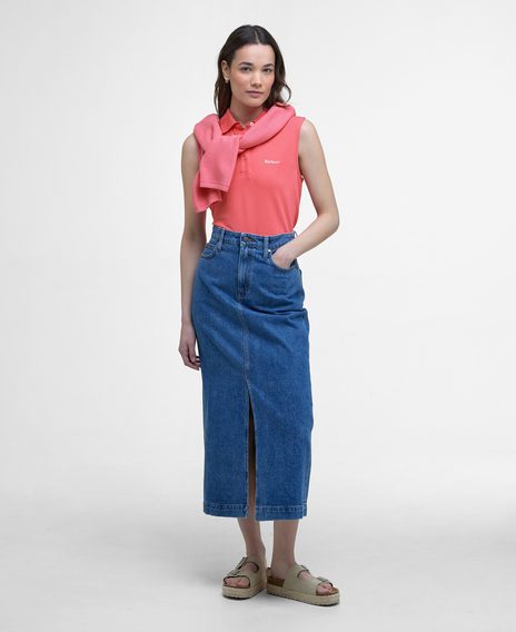 Barbour Bowford Sleeveless Polo Top — Pink Punch