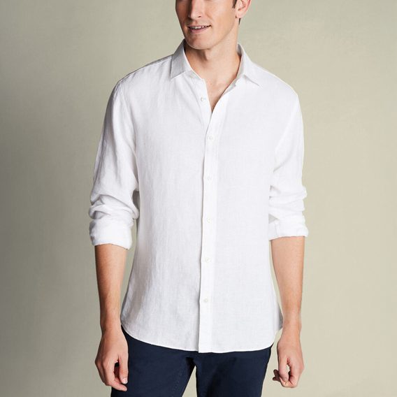 Charles Tyrwhitt Pure Linen Shirt — White
