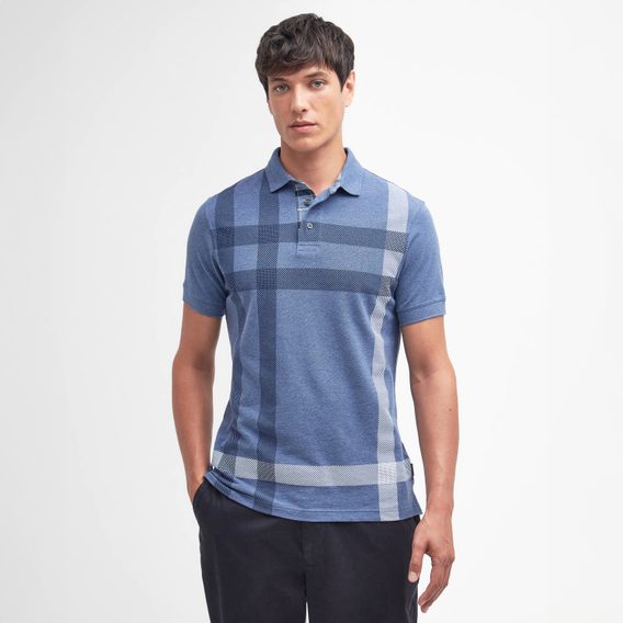 Barbour Blaine Oversized Tartan Polo Shirt — Chambray