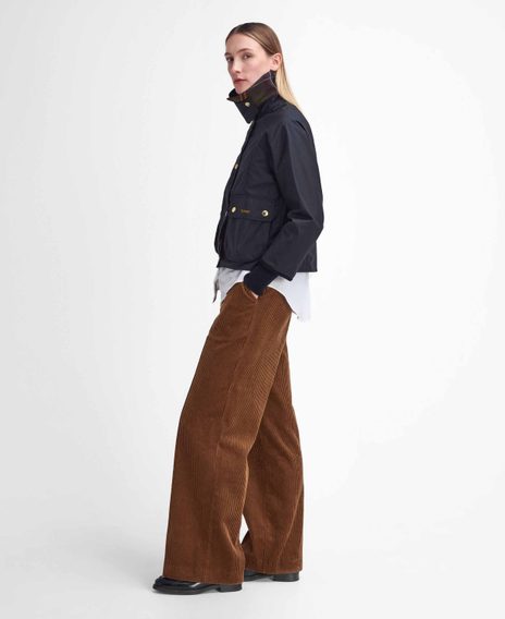 Barbour Cropped Beadnell Waxed Jacket — Black
