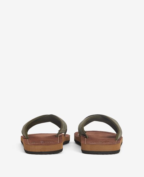 Barbour Tartan Toeman Beach Sandals — Olive Tartan