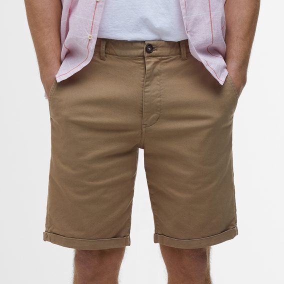 Barbour Washed Twill Chino Shorts — Stone