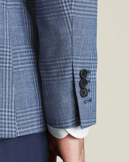 Charles Tyrwhitt Wool Linen Silk Jacket — Indigo Check