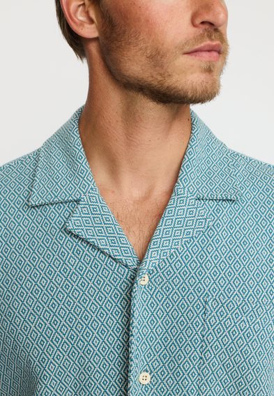 Revolution Jacquard Short-Sleeved Shirt — Blue