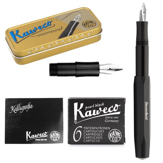 Kleines Kaweco Kalligrafie-Set in einer Blechdose – schwarz