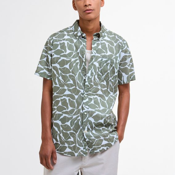 Barbour Spillroad Printed Short-Sleeved Shirt — Light Moss