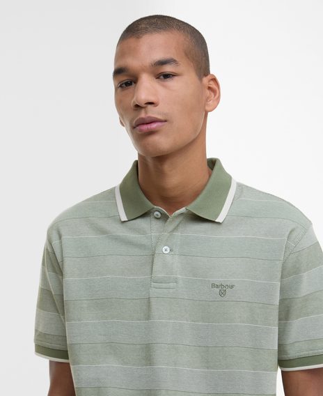 Barbour Branton Striped Polo Shirt — Light Moss