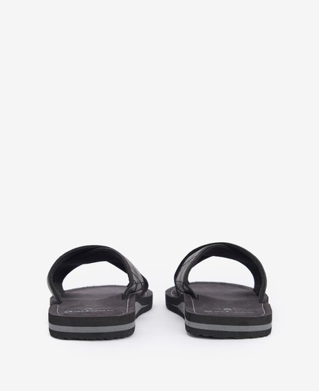 Barbour Tartan Toeman Beach Sandals — Black Tartan