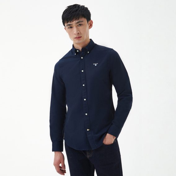 Barbour Oxford Tailored Long-Sleeved Shirt — Navy