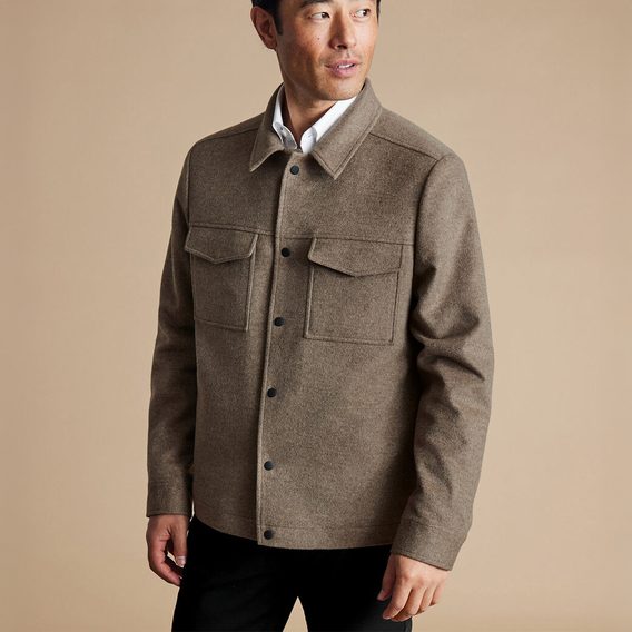 Charles Tyrwhitt Wool Harrington Jacket — Dark Oatmeal