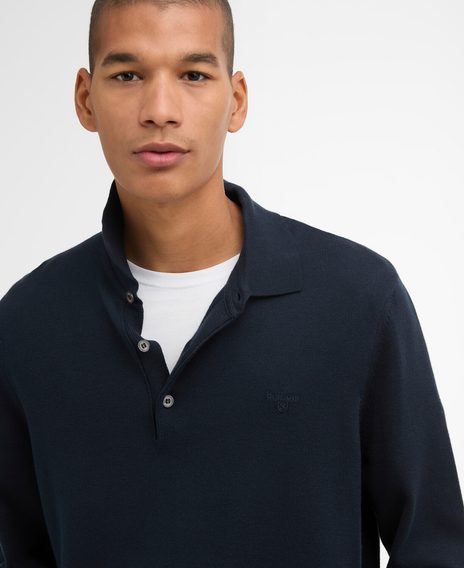 Barbour Pima Cotton Knitted Polo Shirt — Navy