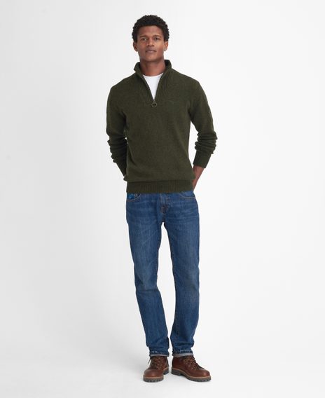 Barbour Essential Lambswool Half Zip Knitted Jumper — Seaweed