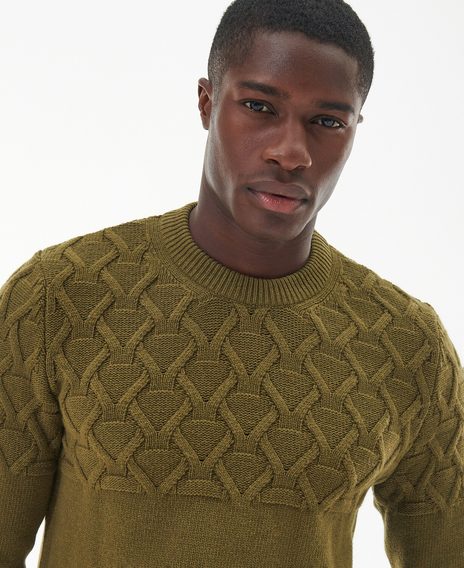 Barbour International Cable Knitted Jumper — Archive Olive