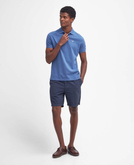 Barbour Tartan Pique Polo Shirt — Dark Chambray Marl