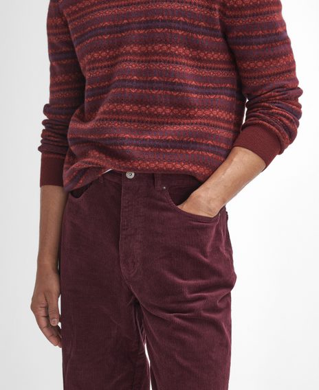 Barbour Stretch Cord Regular Trousers — Dark Merlot