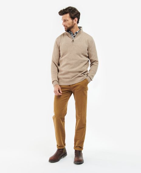 Barbour Nelson Essential Half Zip Sweatshirt — Stone
