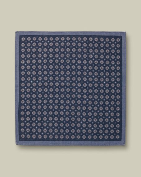Charles Tyrwhitt Wool Silk Medallion Print Pocket Square — French Blue