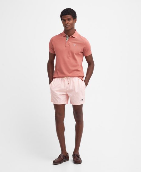 Barbour Tartan Pique Polo Shirt — Pink Clay