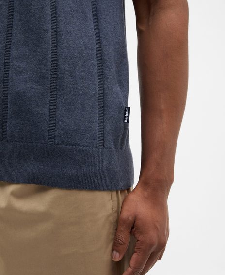 Barbour Wellburn Knitted Polo Shirt — Navy