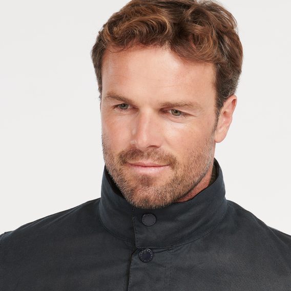 Barbour Ogston Waxed Cotton Jacket — Navy