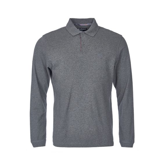Barbour Essential Long-Sleeve Polo Shirt — Slate Marl