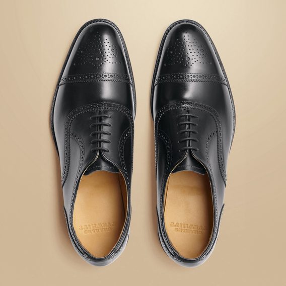 Charles Tyrwhitt Leather Oxford Brogue Shoes — Black