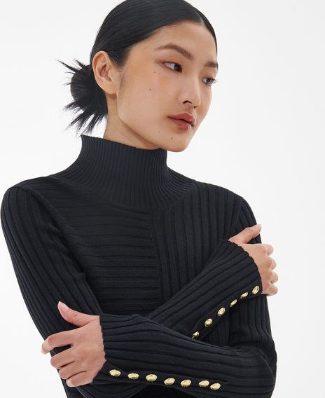 Black Bordley Knitted Midi Dress