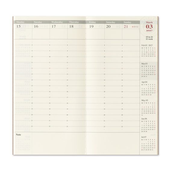 Traveler's 2027 Diary — Weekly Vertical
